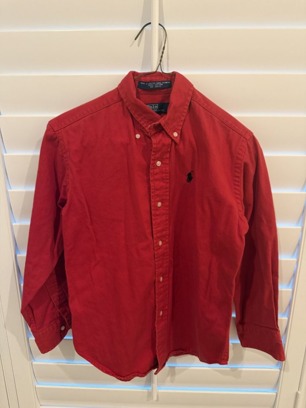 Polo Ralph Lauren Mens Red Button-Down Shirt Size M 100% Cotton Classic Fit